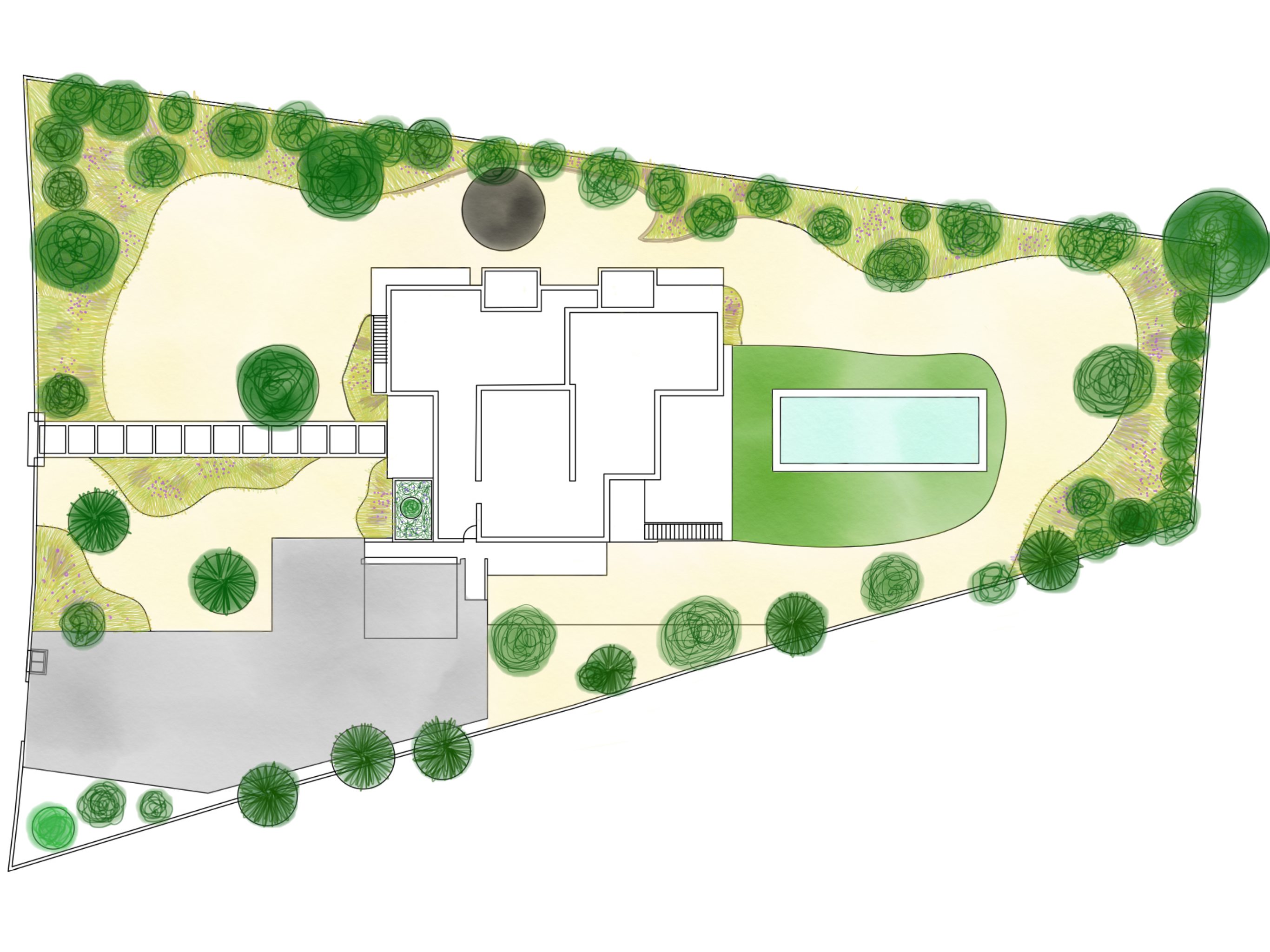 Plan detallado de diseño de jardín sostenible - Proceso de diseño Peonia Jardines
